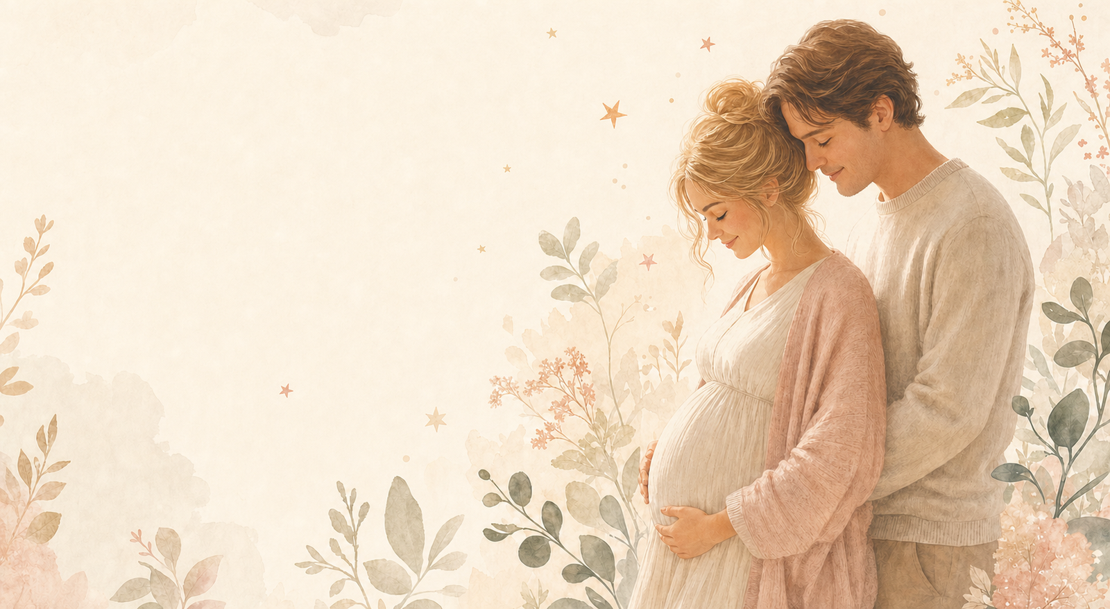 Illustration de futurs parents attendant leur bébé