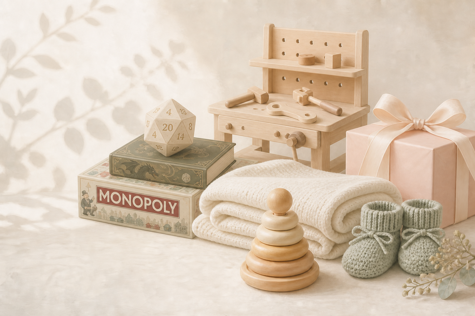 Illustration de cadeaux et d'accessoires pour bébé